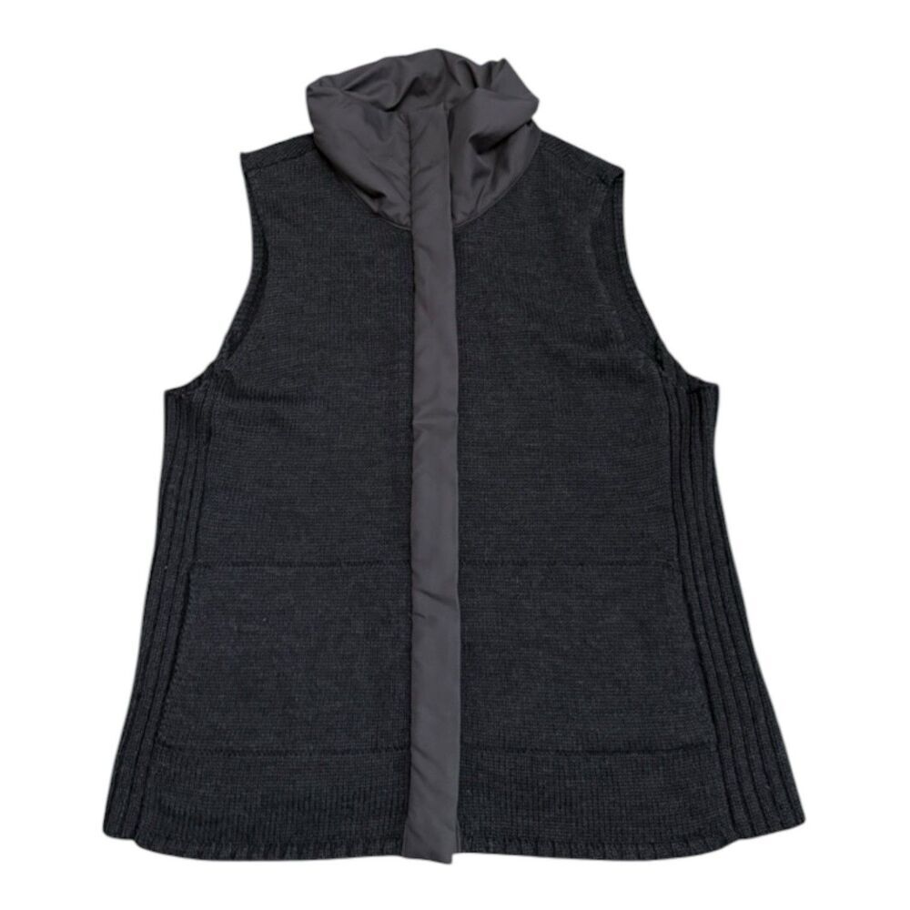 Eileen Fisher Gray 100% Merino Wool Sleeveless Sweater Vest Jacket Women Size M - Picture 2 of 7